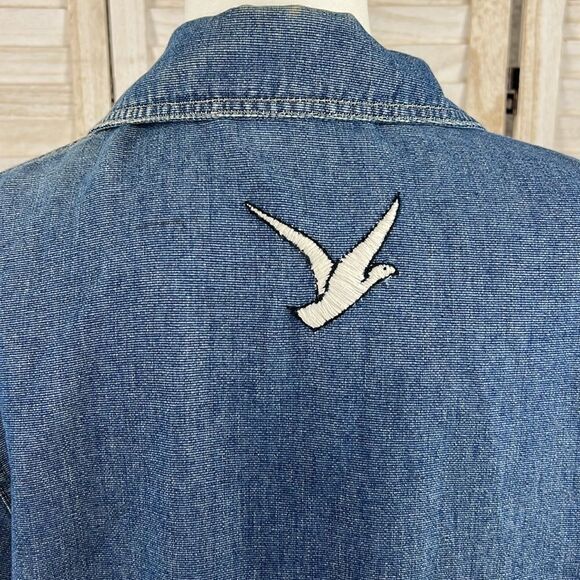 Crossroads Vintage Embroidered Denim Blazer Jacket Medium - Picture 1 of 9